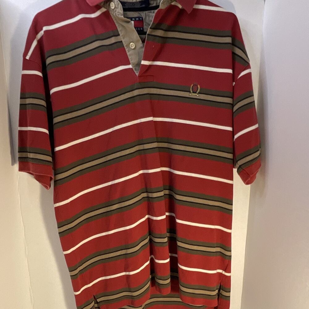 Men’s Tommy Hilfiger Polo T-Shirt, Size Medium Pins Stripes